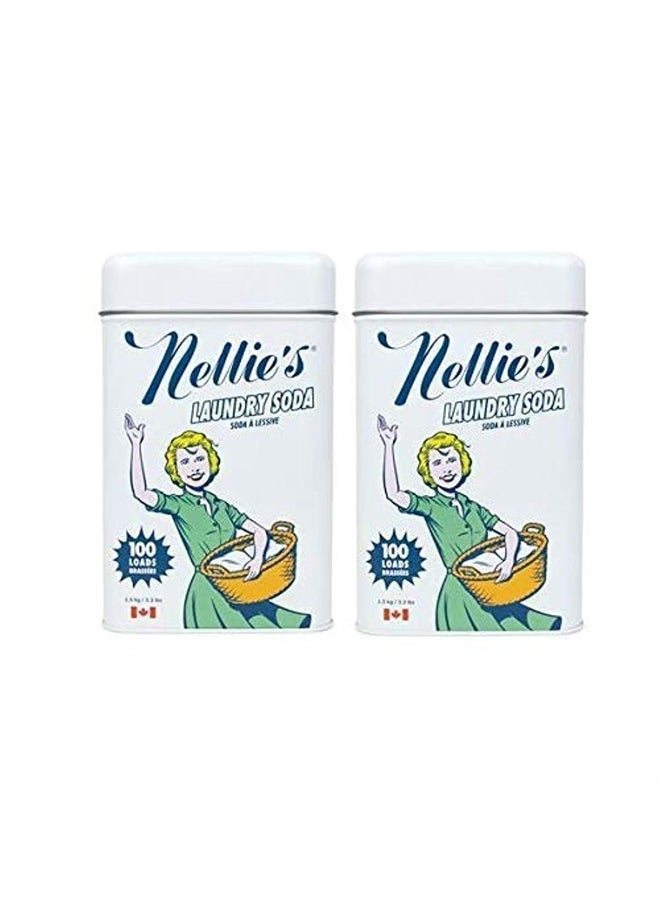 Nellie's Laundry Soda, 100 Load Tin, Non Toxic, Biodegradable, Hypoallergenic, Vegan, Leaping Bunny Certified, 52.8 Oz, Pack of 2  - Image 1