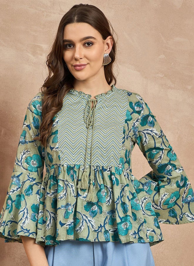 Baizee Routes by All About You Women Floral Ethnic Cotton Top - Image 1