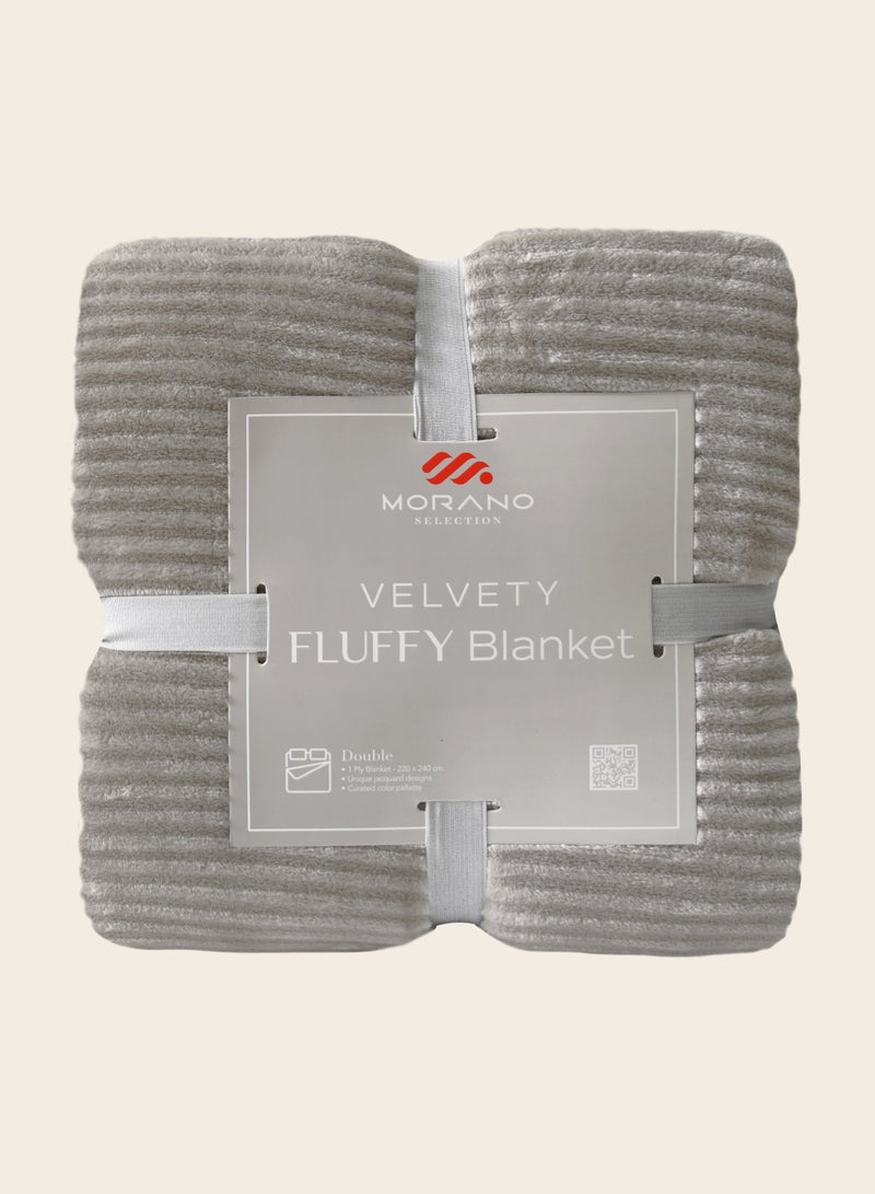 MORANO Morano Fluffy Blanket Dyed Model 220X240Cm, Ultra Soft Polyester Textured Stripe Effects, Lightweight and Cozy  - Image 2