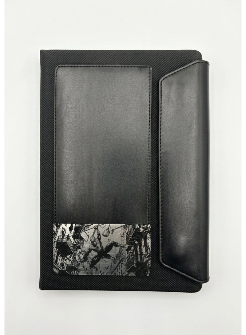 Black Leather Notebook with Spider-Man Logo – Premium Superhero Design - Image 3