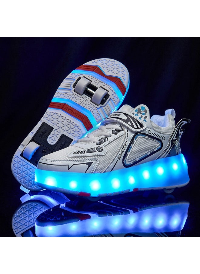 NIBEMINENT Kids Roller Skates Shoes 4 Wheels Roller Shoes Boys Girls Wheel Shoes Roller Sneakers Shoes for Beginner More Balanced  - Image 1