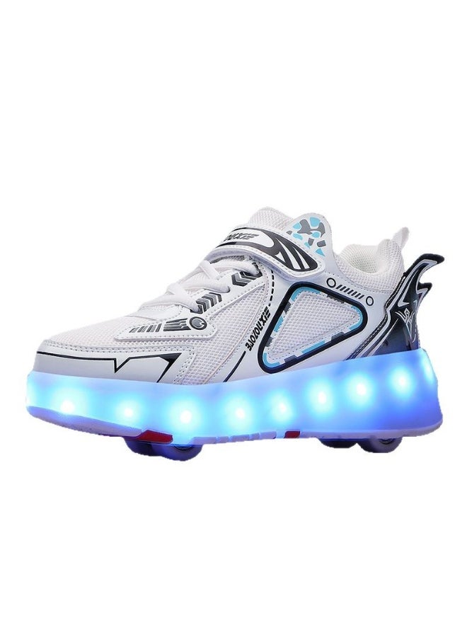 NIBEMINENT Kids Roller Skates Shoes 4 Wheels Roller Shoes Boys Girls Wheel Shoes Roller Sneakers Shoes for Beginner More Balanced  - Image 2