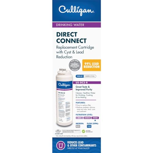 Culligan US-DC3-R Direct-Connect Under-Sink Water Filter Cartridge – Quick Twist-Lock, 4,750-Gallon/12-Month Capacity, Removes Lead, Chlorine, Taste & Odor, Microbial Cysts - Image 2