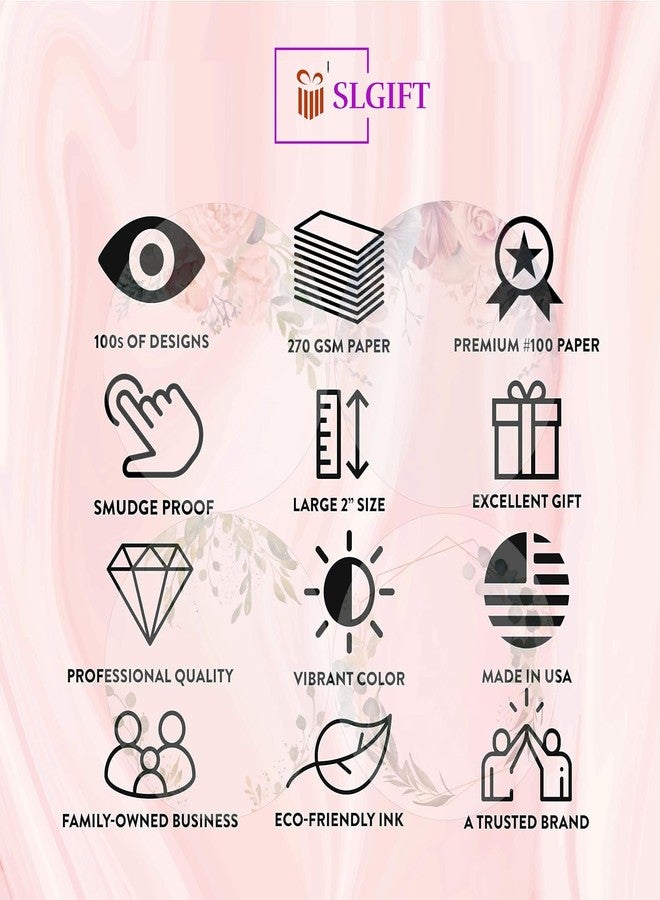 SLGIFT ملصقات فينيل دائرية بنقوش زهور من SLGIFT، ملصقات فينيل ذاتية اللصق، 40 قطعة، ملصق دائري 2 × 2 بوصة، 4 تصاميم فريدة، R156 - Image 5