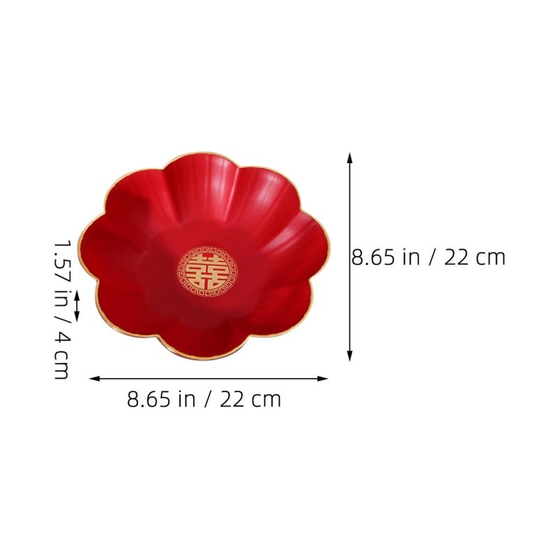 Red Flower Shaped Snack Serving Tray Small Size For Wedding Party Tea - Image 3