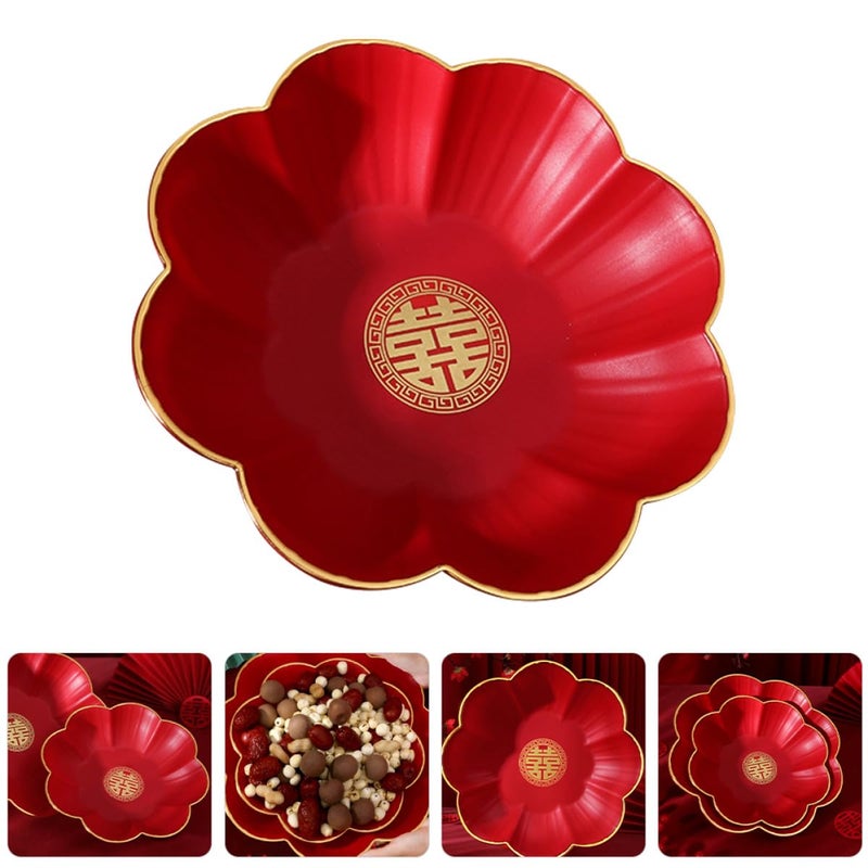 Red Flower Shaped Snack Serving Tray Small Size For Wedding Party Tea - Image 5
