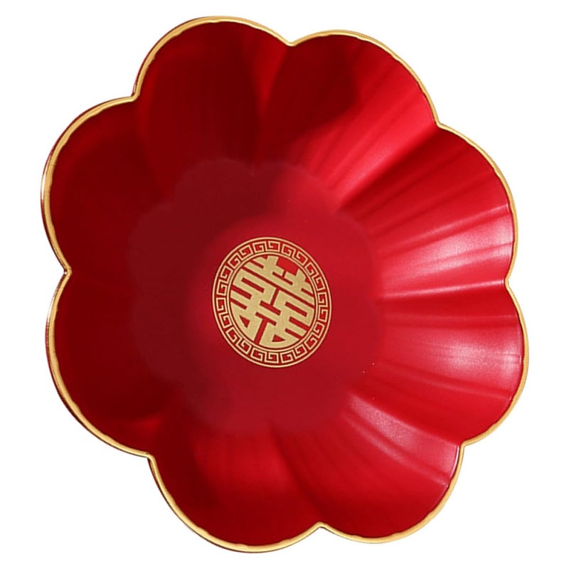 Red Flower Shaped Snack Serving Tray Small Size For Wedding Party Tea - Image 2