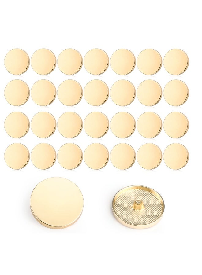 Generic 30PCS Metal Flat on Alloy Shank Golden onsMetal Round Shaped Sewing Jacket Shirt Trousers ons for Sewing DIY Crafts and Jewelry Making 25MM - Image 1