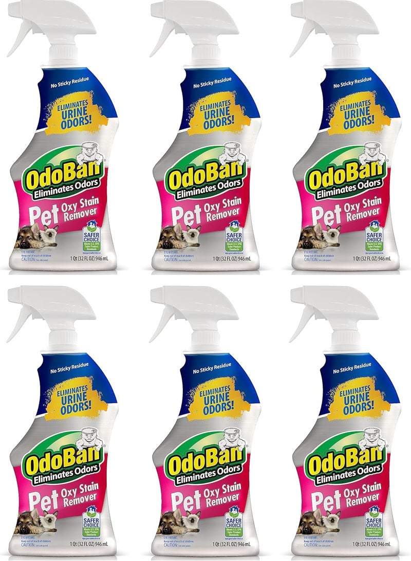 أودوبان مزيل بقع Pet Solutions Oxy، مزيل بقع الحيوانات الأليفة، صنع في الولايات المتحدة، 6 عبوات، 32 أونصة رذاذ لكل منها - Image 1