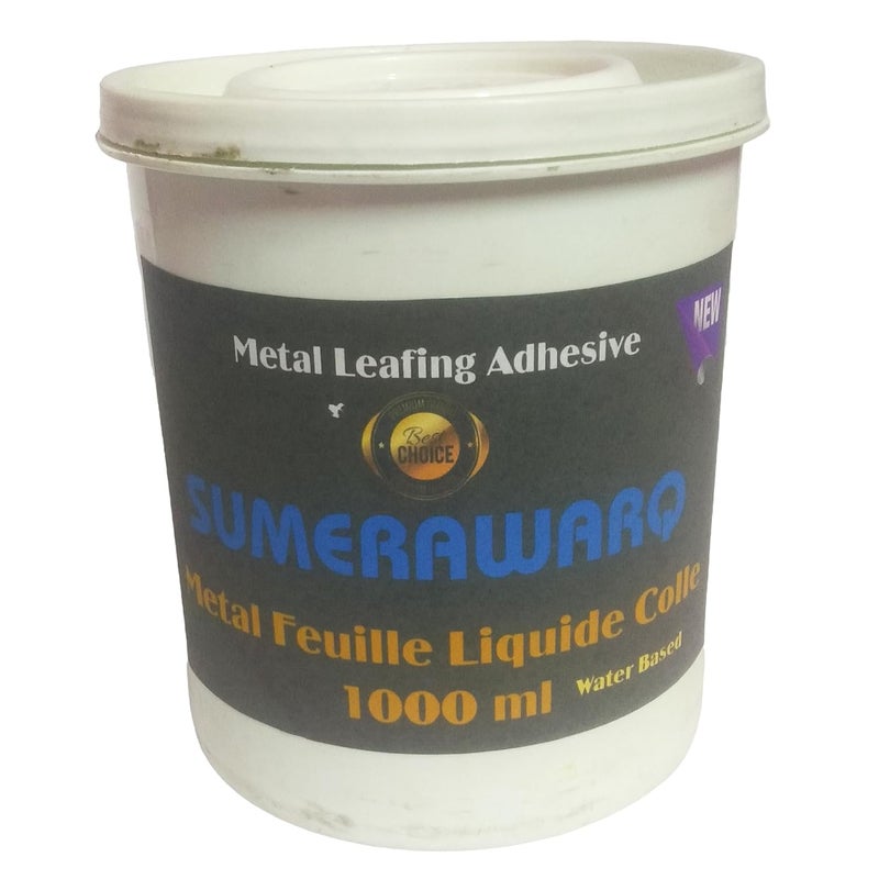 Sumera Warq Gold Leafing Studio Gilding Glue Adhesive 1Liter For Gold Leaf Water Based Gilding Glue Dries Clear Gold Foil Glue Transparent Effect Expression CraftArt Craft Mixed Media