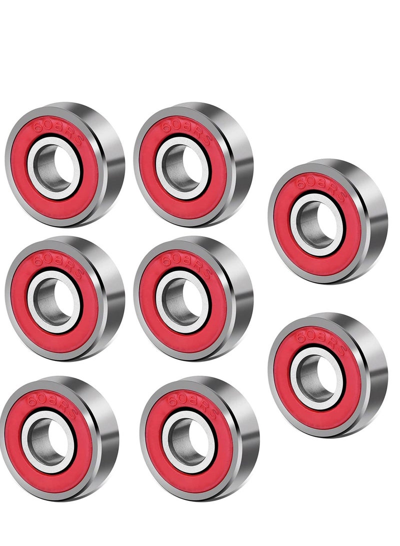 Merin 8 Pieces Skateboard Bearings, Ball Bearings, Longboards, Premium 608 Ball Bearing, Skate bearings, for Skateboard, Roller Skates, Inline Skate, Quad Skates, Scooter and Longboard - Image 1