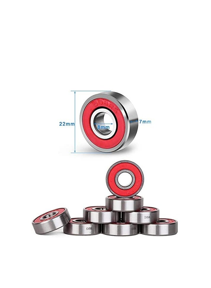 Merin 8 Pieces Skateboard Bearings, Ball Bearings, Longboards, Premium 608 Ball Bearing, Skate bearings, for Skateboard, Roller Skates, Inline Skate, Quad Skates, Scooter and Longboard - Image 2