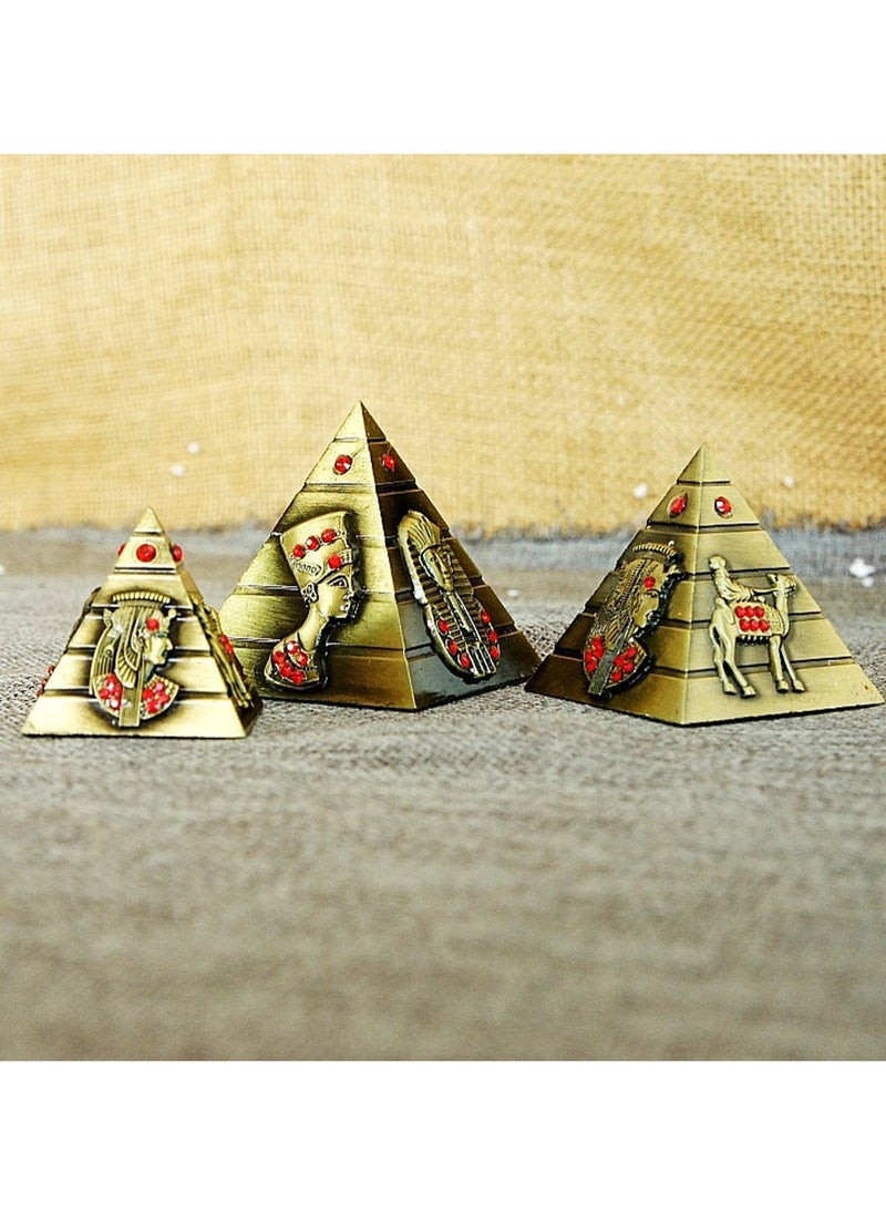 Generic Bronze Pyramid Model, 3pcs/set Statue Egyptian Pyramid Statue Bronze Vintage Sculpture Office Decoration Souvenir Gift  - Image 2
