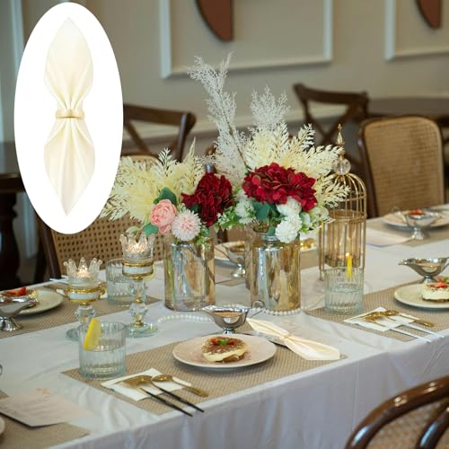 CYRYLC 40 Pcs Gold Napkin Rings - Metal Napkin Ring(Semicircle) Stainless Steel Napkin Rings for Table Settings Wedding Christmas Party Dinner Table - Image 4