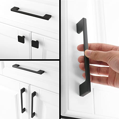 KOOFIZO 5 Pack 5 Inch Matte Black Kitchen Cabinet Pulls Black Cabinet Handles Black Cabinet Hardware for Kitchen Cabinets Drawer P01 Dresser Cupboard Bedroom Bathroom - Image 3