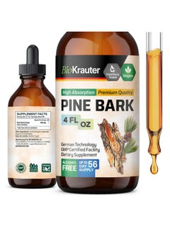 BIO KRAUTER BIO KRAUTER Pine Bark Extract - Rich in Antioxidants Liquid Supplement - 400 mg French Maritime Pine Bark Extract Drops - Vegan, Alcohol & Sugar Free - 4 Fl Oz 