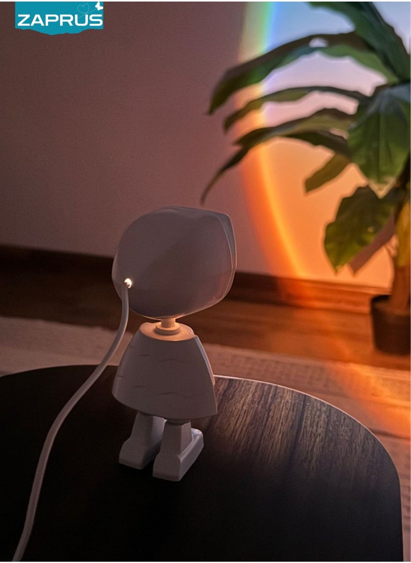 زابروس - مصباح ليلي بروجيكتور رائد فضاء - مصباح LED بتصميم غروب الشمس، تصميم قابل للتعديل بزاوية 360° لتزيين الغرفة، يعمل بالطاقة عبر USB - Image 1
