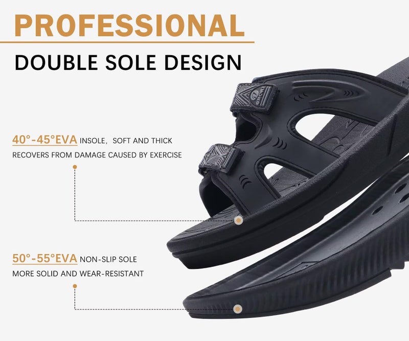 ONCAI Womens Orthotic Sandals Ladies Recovery Walking Slides Arch Support Plantar Fasciitis Comfort Orthopedic Soft Cushion Summer Adjustable Sandalias,Black Size 8 - Image 4