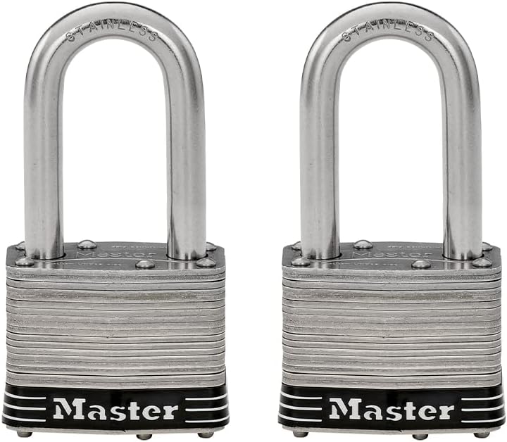 MasterLock 1SSTLF Stainless Steel Outdoor Padlock with Key, 2 Pack Keyed-Alike - Image 1