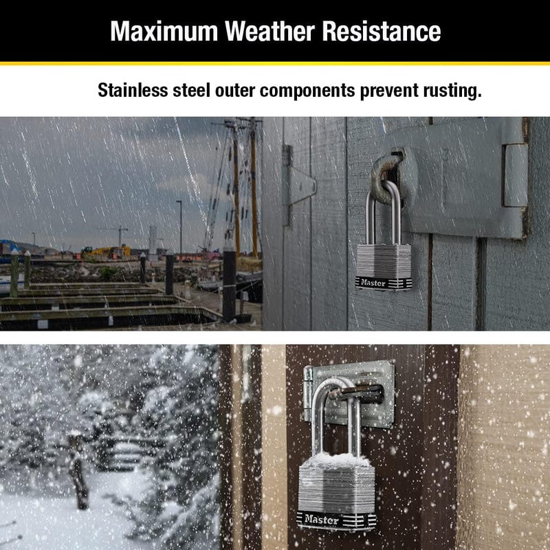 MasterLock 1SSTLF Stainless Steel Outdoor Padlock with Key, 2 Pack Keyed-Alike - Image 4