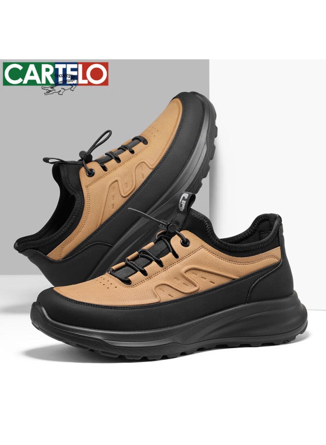 Cartelo Men's Leather Comfortable Versatile Dad Shoes Business Casual Sports Leather Shoes 5228 Yellow Brown Size 38 - Image 5