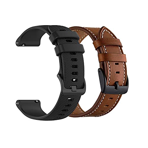 YEEJOK أشرطة ساعة YEEJOK 22 مم متوافقة مع Fossil Gen 6/5E 44 مم سيليكون + جلد، حزام رياضي بديل + حزام جلد لساعة Fossil Gen5 للرجال Carlyle Garrett / للنساء Julianna الذكية - Image 1