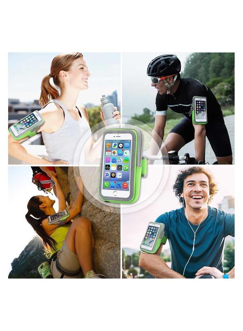 Rubik Sport Armband Workout Running Arm Bag Touch Screen Multifunctional Pocket with Earphone Hole for All Max Size 6.2inch Smartphone (Green)  - Image 3