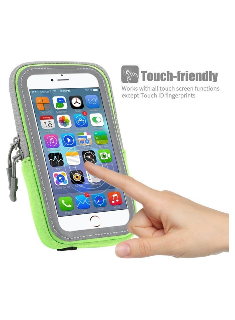 Rubik Sport Armband Workout Running Arm Bag Touch Screen Multifunctional Pocket with Earphone Hole for All Max Size 6.2inch Smartphone (Green)  - Image 2