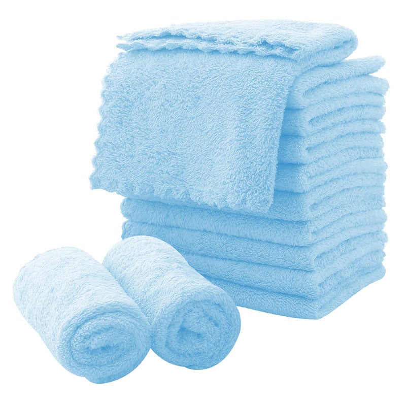 MOONQUEEN Microfiber Facial Cloths Fast Drying Washcloth 12 Pack - Premium Soft Makeup Remover Cloths - Aquamarine - Image 1