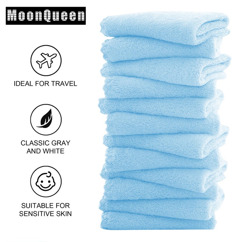 MOONQUEEN Microfiber Facial Cloths Fast Drying Washcloth 12 Pack - Premium Soft Makeup Remover Cloths - Aquamarine - Image 4
