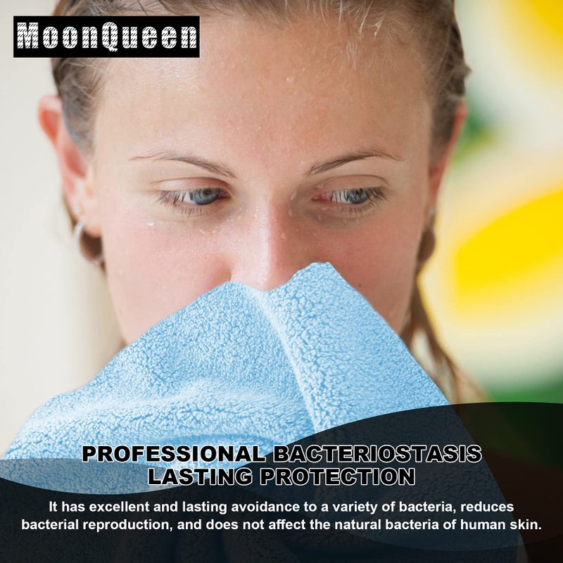 MOONQUEEN Microfiber Facial Cloths Fast Drying Washcloth 12 Pack - Premium Soft Makeup Remover Cloths - Aquamarine - Image 5