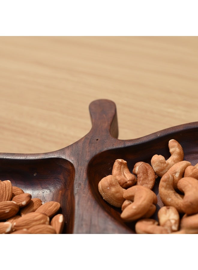 CASA HOME Premium Handcrafted Wooden Serving Tray with Multiple Compartments – Elegant Natural Wood Snack, Nuts & Appetizer Platter for Home & Events - Image 3