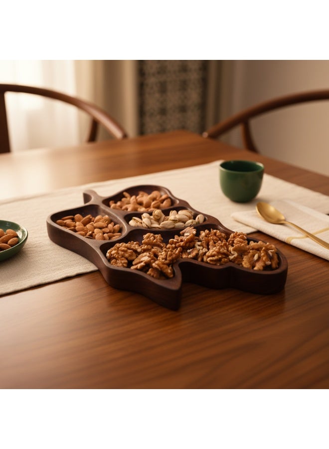 CASA HOME Premium Handcrafted Wooden Serving Tray with Multiple Compartments – Elegant Natural Wood Snack, Nuts & Appetizer Platter for Home & Events - Image 2
