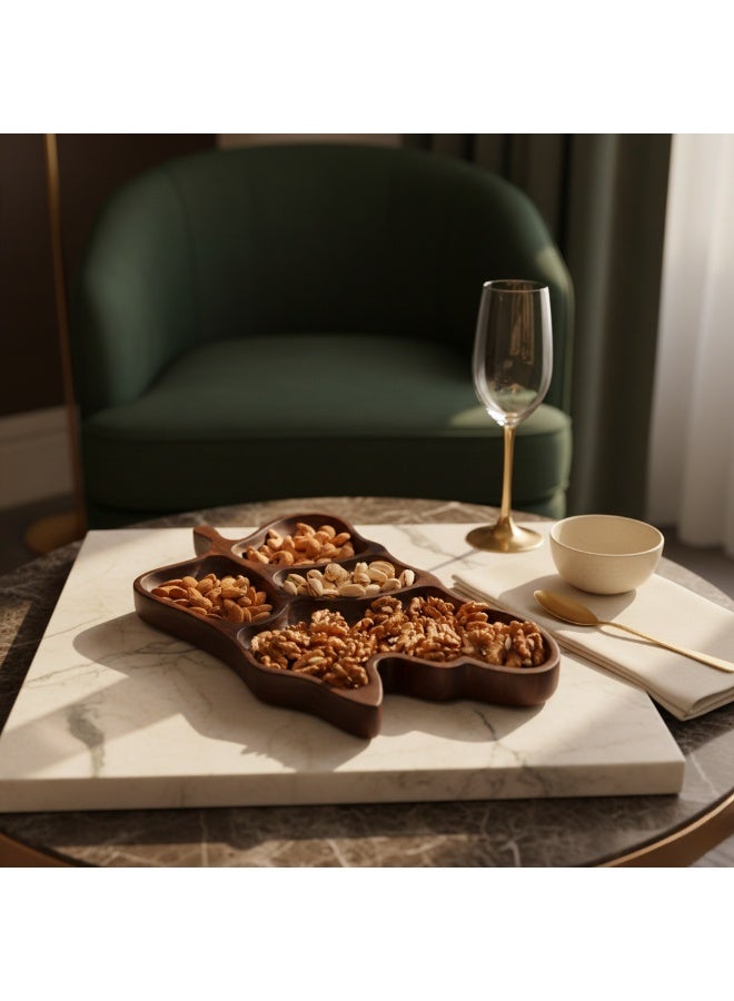 CASA HOME Premium Handcrafted Wooden Serving Tray with Multiple Compartments – Elegant Natural Wood Snack, Nuts & Appetizer Platter for Home & Events - Image 4