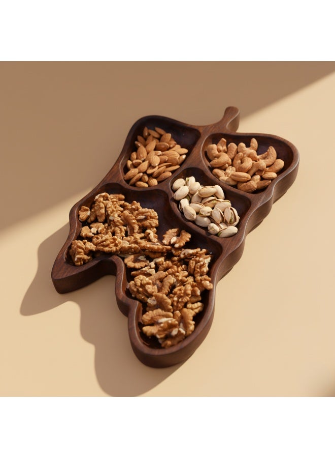CASA HOME Premium Handcrafted Wooden Serving Tray with Multiple Compartments – Elegant Natural Wood Snack, Nuts & Appetizer Platter for Home & Events - Image 1