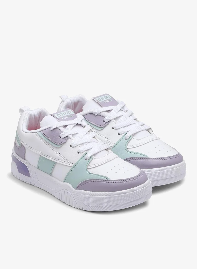 Asian Casual Sneakers in White Lavender for Women