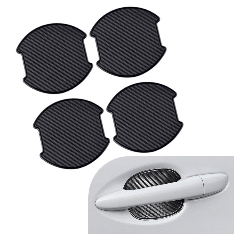 Ferianl 4PCS Car Door Handle Scratch Protector 3D Carbon Fiber Auto Door Bowl Sticker Universal AntiScratch Doors Handle Paint Protection Film for Most Vehicles Large - Image 3