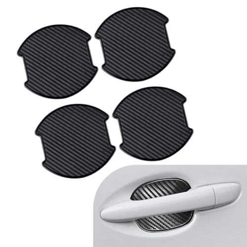 Ferianl 4PCS Car Door Handle Scratch Protector 3D Carbon Fiber Auto Door Bowl Sticker Universal AntiScratch Doors Handle Paint Protection Film for Most Vehicles Large - Image 1