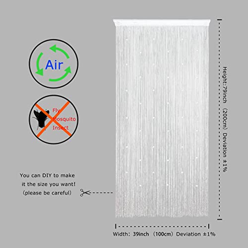 YaoYue Beaded Curtain Door String Curtains for Doorway Tassels Beads Hanging Fringe Hippie Room Divider Window Hallway Entrance Wall Closet Bedroom Privacy Decor (39×79in/100×200cm, White) - Image 4