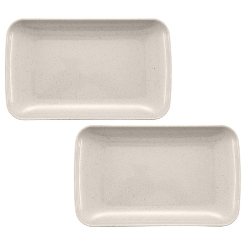 Amillee 9 Inch Reusable Small Serving Plates Platters for Eating Salad, Pasta, Dessert, Sushi, Cake Wheat Straw Appetizer Plates Unbreakable Healthy Tableware Dishes (Pack of 2, Beige) - Image 1