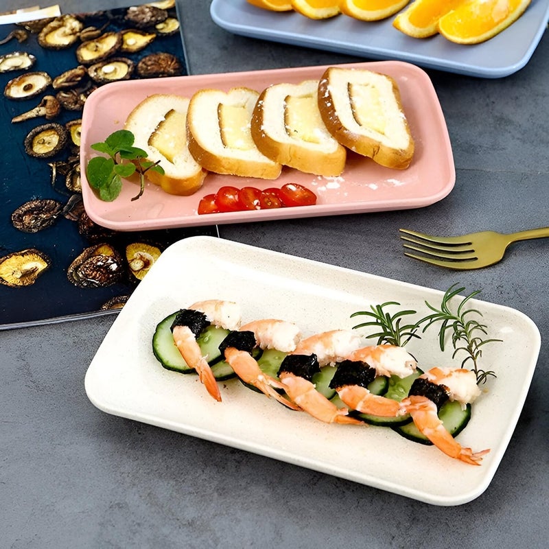 Amillee 9 Inch Reusable Small Serving Plates Platters for Eating Salad, Pasta, Dessert, Sushi, Cake Wheat Straw Appetizer Plates Unbreakable Healthy Tableware Dishes (Pack of 2, Beige) - Image 5