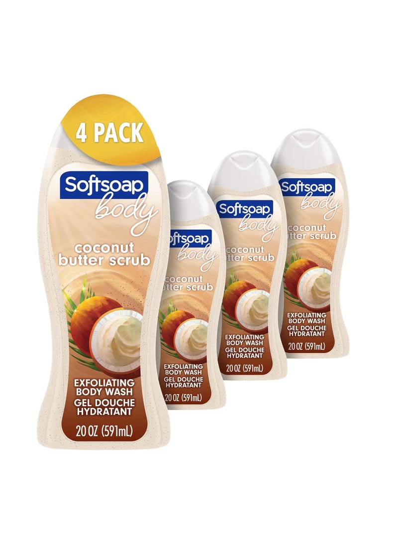 Softsoap - Softsoap Body Wash, Coconut Butter Scrub , Exfoliating Body Wash, 20 Ounce, 4 Pack - Image 1