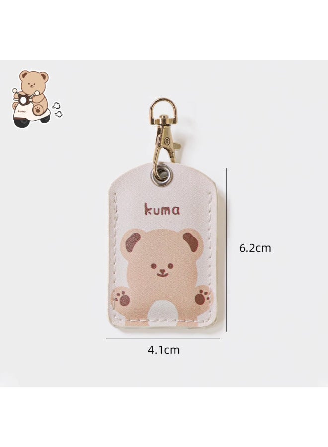 Electric Car Key Protective Cover Access Card Cover Cute Cartoon Bear Key Cover Card Cover Suitable For Yadi Emma-Color:Bear Card Holder-Specifications:Standard  - Image 1