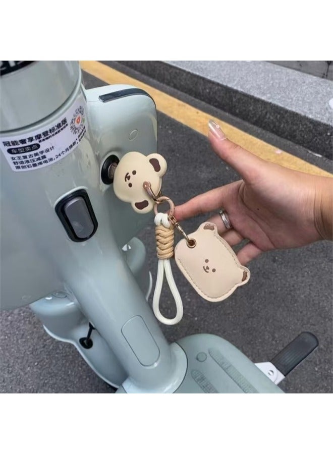 Electric Car Key Protective Cover Access Card Cover Cute Cartoon Bear Key Cover Card Cover Suitable For Yadi Emma-Color:Bear Card Holder-Specifications:Standard  - Image 3