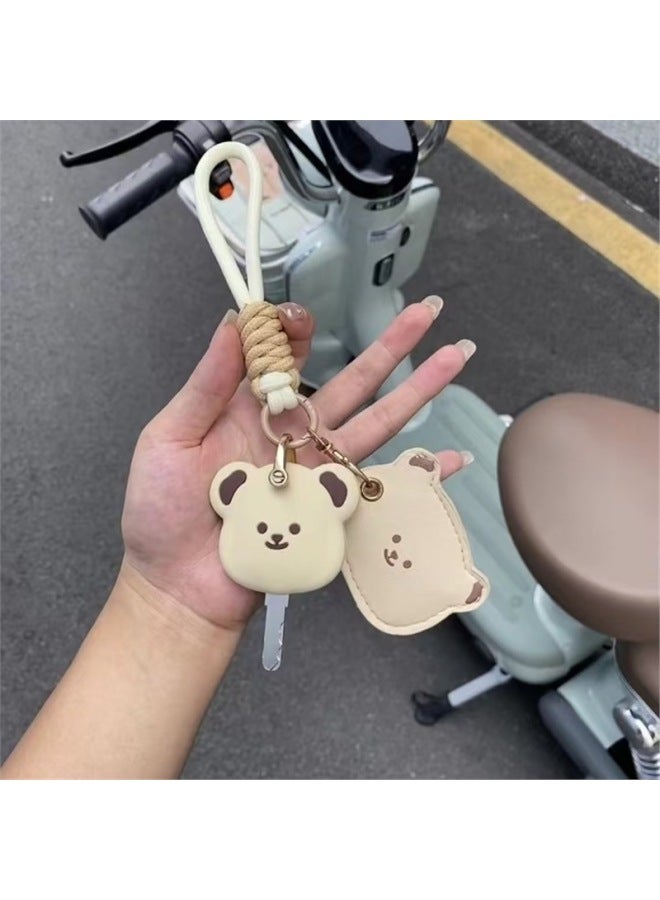 Electric Car Key Protective Cover Access Card Cover Cute Cartoon Bear Key Cover Card Cover Suitable For Yadi Emma-Color:Bear Card Holder-Specifications:Standard  - Image 2