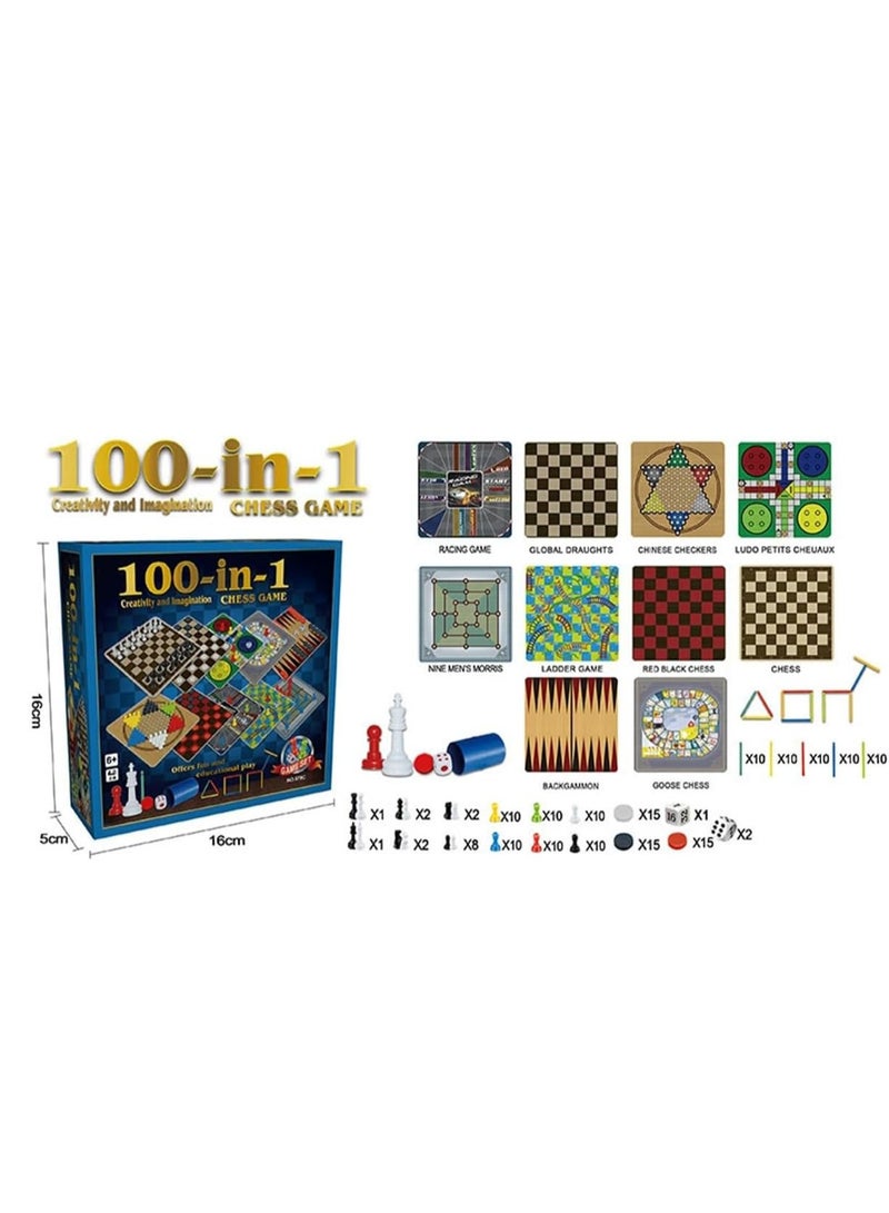 BEYTOR 100 in 1 Classic Board Games Set | Family Game Collection with Chess, Ludo, Snakes & Ladders | Educational Indoor Games for Kids & Adults - Image 3
