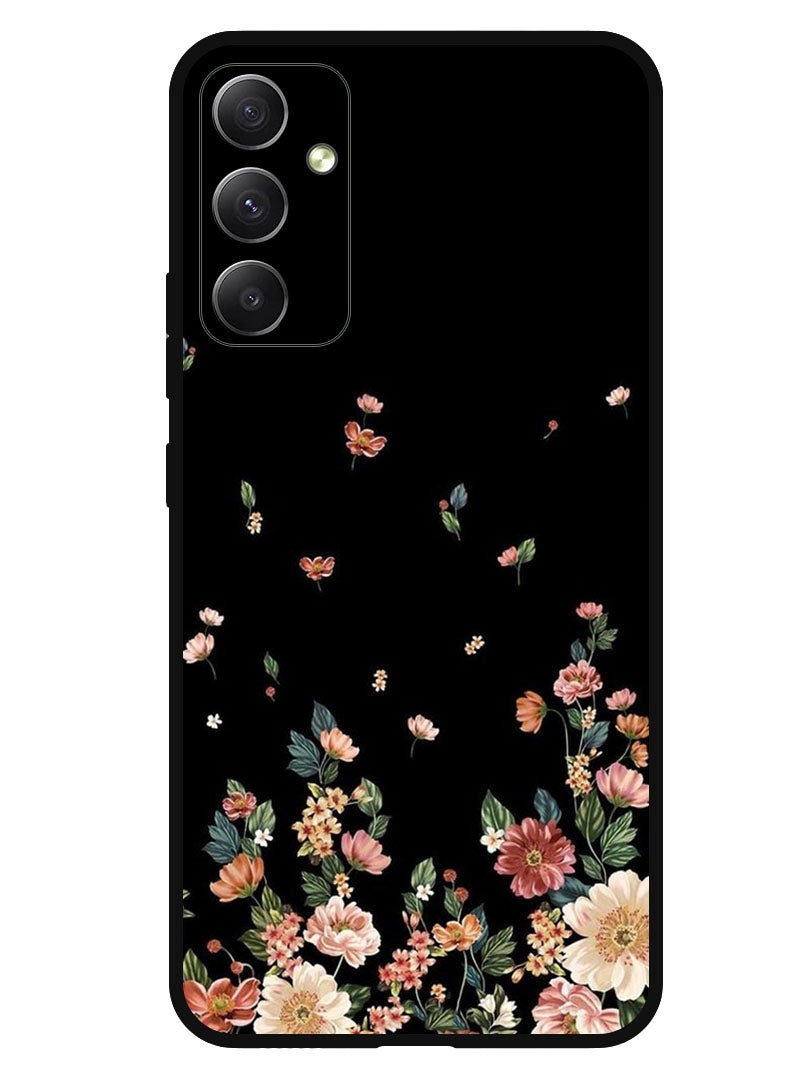Theodor Protective Case Anti Scratch Shock Proof Bumper Cover For Samsung Galaxy M54 Flowers in Black Background - Image 1