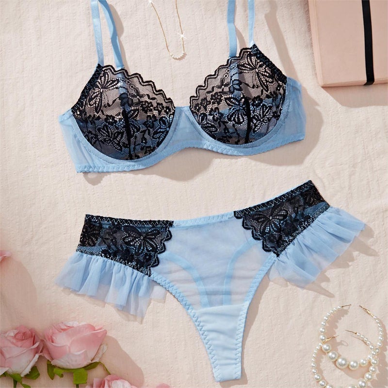 Comfortable Lace Sexy Bra Set - French Style Fresh Underwear - Image 1