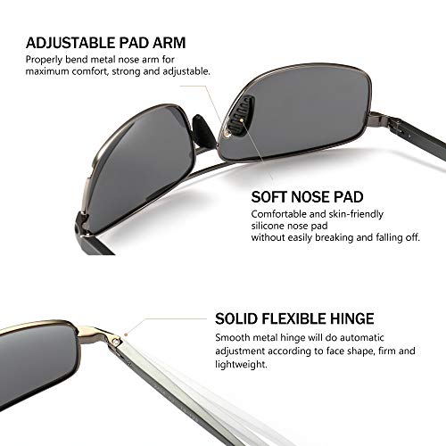 SUNGAIT Ultra Lightweight Rectangular Polarized Sunglasses Men UV400 Protection (Gunmetal Frame Silver Mirror Lens, 62) Metal Frame 2458QKSY - Image 4