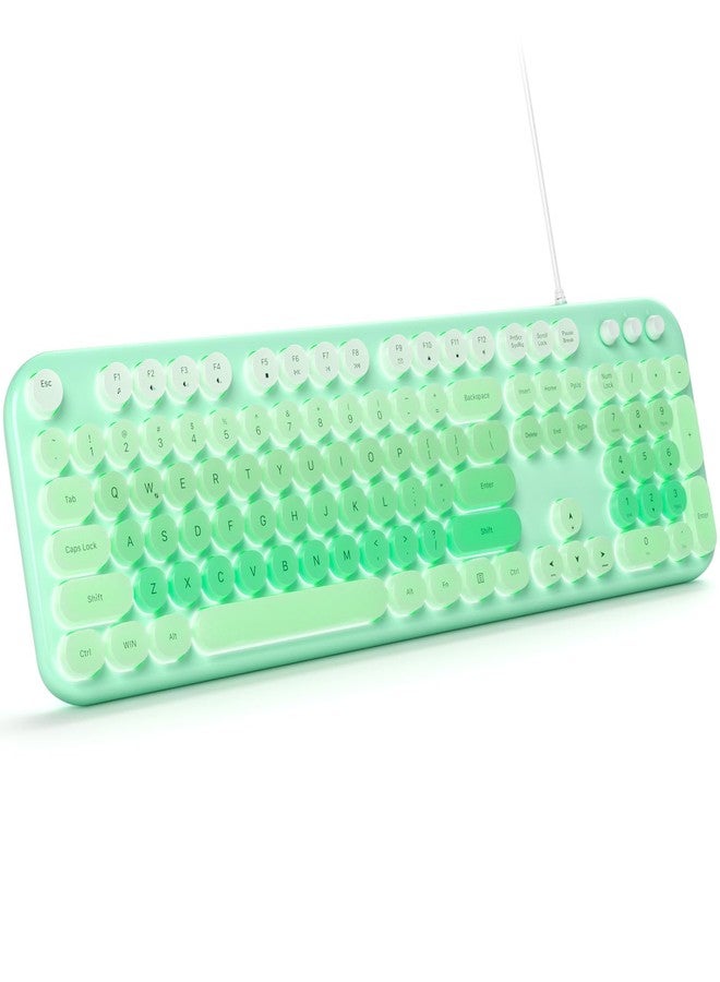 MOWUX Wired Keyboard with Backlit, Light Up Computer Keyboards with Multimedia Keys, Full Size Wired Keyboard With Illuminated LED, Plug and Play, Anti-Wear Letters for Laptop, Desktop- Green Colorful - Image 1